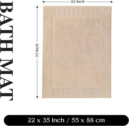 Superior 100% Cotton Bathmat Set, Bath Mats, Bathroom Decor, Shower, Bathtub Essentials, Home Accessories, Washable Rug, No Backing, Heavyweight, Leo Collection, Set of 2, 22" x 35", Camel