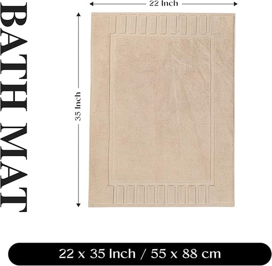 Superior 100% Cotton Bathmat Set, Bath Mats, Bathroom Decor, Shower, Bathtub Essentials, Home Accessories, Washable Rug, No Backing, Heavyweight, Leo Collection, Set of 2, 22" x 35", Camel