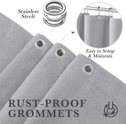 Light Grey Linen Shower Curtain Farmhouse Bathroom Decor 72x72 In | Boho Bathroom Decor,12 Sturdy Stainless Steel Sliding Hangers,Rustic Country Style,Linen Shower Curtains for Bathroom
