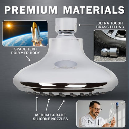 Aqua Elegante High Flow Shower Head - 2.5 GPM - Polished Chrome | 4 Inch Wall Mount Water Saving Bathroom Showerhead Nozzle For Boosting Low Pressure Showers With Adjustable Brass Ball Joint