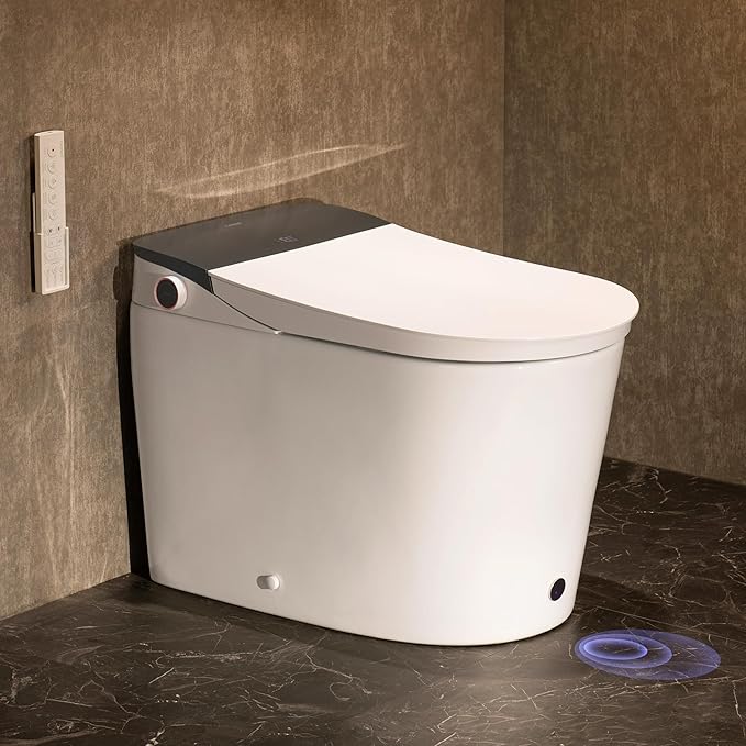 CANEST Smart Toilet with Bidet Built in, Foam Dispenser, Auto Temp Control Wide Heated Seat&0.1s Instant Water, Full-Area Seat Sensor, Auto Open/Close, Foot Sensor, Auto Deodorization, Remote(FC-002)