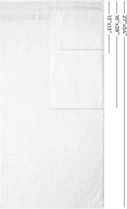 Hotel & Spa Quality Super Absorbent and Soft, Cotton, 6 Piece Turkish Towel Set for Kitchen and Decorative Bathroom, Includes 2 Bath Towels 2 Hand Towels 2 Washcloths, Snow White