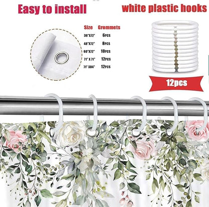 Highland Cow Shower Curtain, Floral Eucalyptus & Butterfly Farmhouse Bathroom Decor, Waterproof Washable Polyester Fabric, Shower Curtains Set with Hooks, 72X72inch