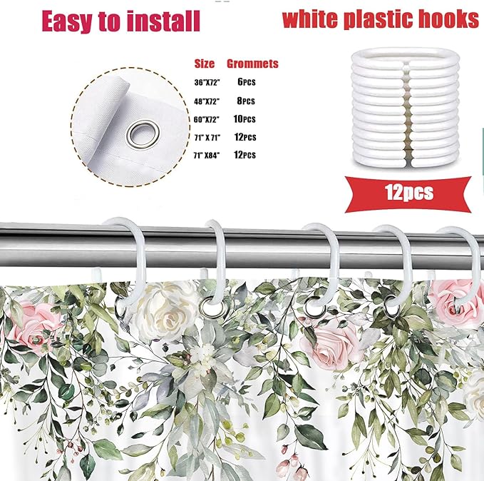 Highland Cow Shower Curtain, Floral Eucalyptus & Butterfly Farmhouse Bathroom Decor, Waterproof Washable Polyester Fabric, Shower Curtains Set with Hooks 71x84inch.