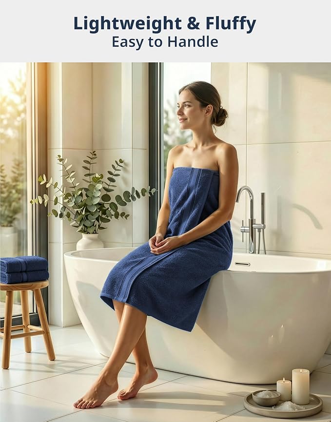 LANE LINEN Towel Set 12 Piece Soft Absorbent Quick Dry 100% Cotton - Navy | Towel Pack - Terry Weave Comfort, Long-Lasting Comfort, Hotel-Style Look, Gets Softer With Every Wash, Machine Washable