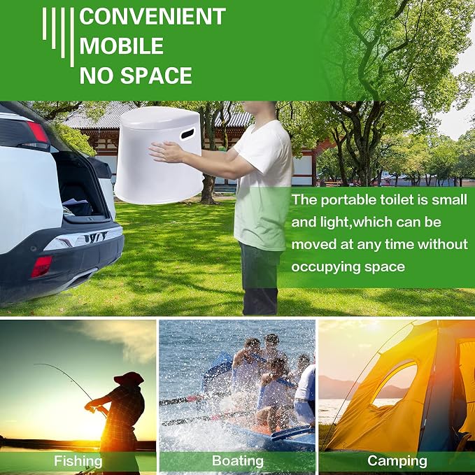 Portable toilet, adult and child toilet, 5.3 gallon mobile toilet bucket, camping and RV toilet, suitable for camping, hiking, RV, boat, bedroom