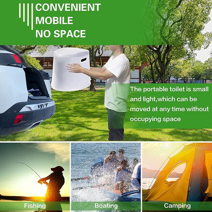 Portable toilet, adult and child toilet, 5.3 gallon mobile toilet bucket, camping and RV toilet, suitable for camping, hiking, RV, boat, bedroom