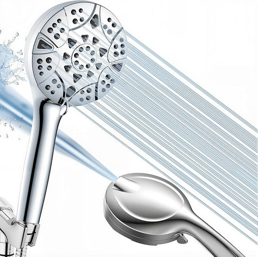 High Pressure Handheld Shower Head – 10 Spray Modes with Rain & Massage, Anti-Clog Nozzles, Power Rinse for Tile, Soap & Pets, Chrome Finish, Easy Installation