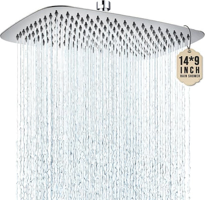G-Promise All Metal 14 Inch Large Rain Shower Head for Ceiling or Wall | Built to Last, Rust Resistant 304 Stainless Steel, Easy to Install, Full Body Coverage Rainfall Shower Head, Daily SPA