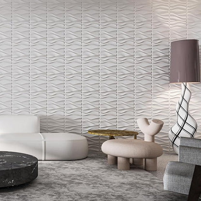 Art3d 20 Pack Decorative 3D Wall Panels, 19 Sq.Feet PVC Interior Wall Décor, 11.8"x11.8", White