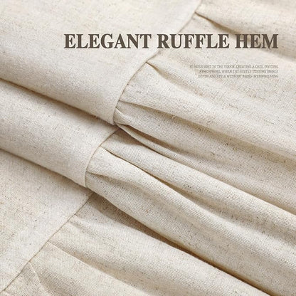 Farmhouse Shower Curtain Ruffle Linen Flax Ivory White 72"W x 78"L | Linen Fabric, Farmhouse Boho, Bottom Ruffle, Rustic, Country, Natural Look, Washable, Shower Curtain for Bathroom Bathtub