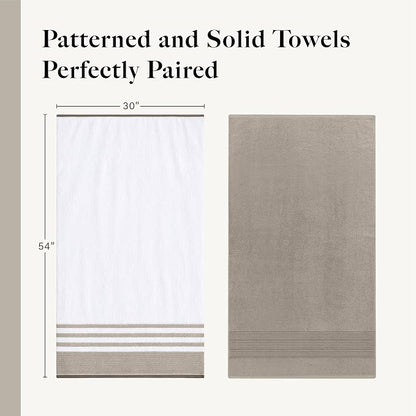 Modern Threads 6-Piece Towel Set – 100% Cotton, Quick Dry, Ultra Absorbent – Includes 2 Bath, 2 Hand, 2 Washcloths (White/Reinhart Tan)