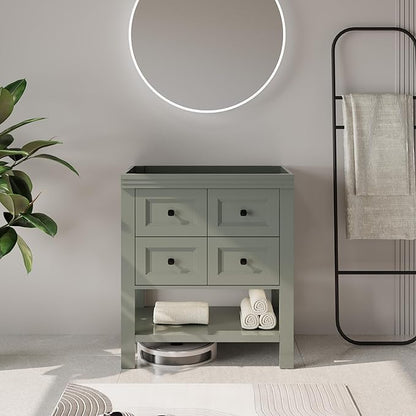 eclife 30" Bathroom Vanity with Sink Combo, Modern Painted Vanities Cabinet with Big Drawers, Opening Bottom Shelf, Raised Foot Pads, Exclude Undermount Sink, Faucet & Drain, Green