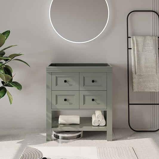 eclife 30" Bathroom Vanity with Sink Combo, Modern Painted Vanities Cabinet with Big Drawers, Opening Bottom Shelf, Raised Foot Pads, Exclude Undermount Sink, Faucet & Drain, Green