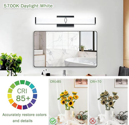 32 Inch Bathroom Vanity Light 3200LM, 5700K Daylight White Modern Bathroom Light Dimmable, AC 120V 36W Matte Black LED Vanity Lighting Fixtures Wall Sconce ETL Certified, 2Pack