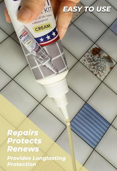 Magic Chems Grout Repair Kit, Cream, Fast Drying Sealer, 8.8 oz | Tile Filler; Restore & Renew