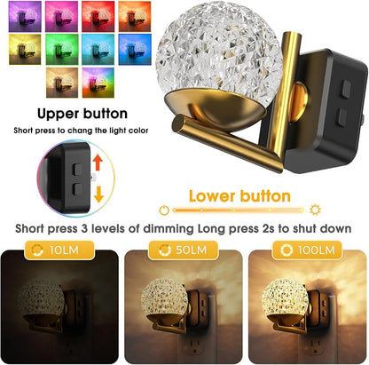 L LOHAS LED Night Lights Plug Into Wall, Dusk to Dawn Sensor | 10-Color RGB Dimmable Night Light, 180°Rotating Plug in Night Light for Bathroom, Hallway, Bedroom, Stairway
