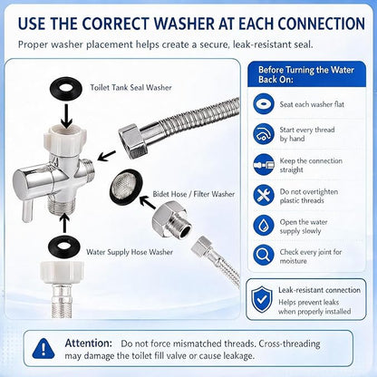 Bidet T Adapter with Shut off Valve,Solid Brass T Valve for Bidet Toilet 7/8” X 7/8” X 1/2”or 3/8”,Tee Connector Bidet Attachment for Toilet
