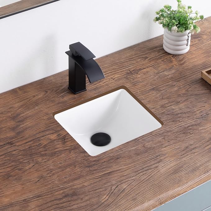 12 Inch Small Undermount Bathroom Sink White Ceramic Rectangular Under Counter Bathroom Sink for Cabinet Porcelain Vanity Sinks,Overflow Type (12"x10.6")