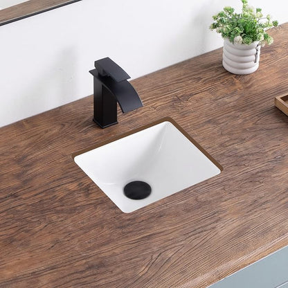 12 Inch Small Undermount Bathroom Sink White Ceramic Rectangular Under Counter Bathroom Sink for Cabinet Porcelain Vanity Sinks,Overflow Type (12"x10.6")