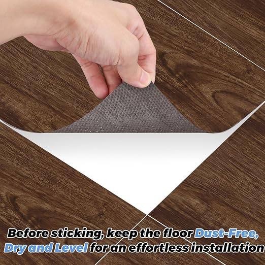 40 Sheet Vinyl Flooring 12 x 12 Peel and Stick Floor Tile Waterproof Dark Wood Vinyl Floor Tiles Clearance Self Adhesive Floor Tiles Sticky Laminate Flooring Stick on Bathroom Kitchen Basement