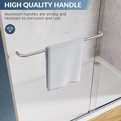 SUNNY SHOWER Bypass Sliding Shower Door Semi-Frameless Shower Enclosure 1/4"(6mm) Glass Sliding Bathroom Door, Brushed Nickel Finish, 48" W x 72" H