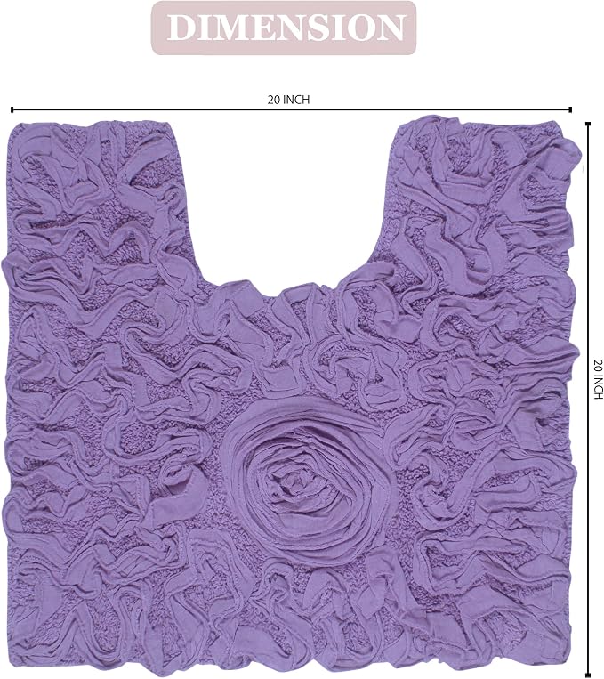 Home Weavers Bell Flower Collection 100% Cotton Tufted Bath Rugs, Extra Soft and Absorbent Bath Rugs, Non-Slip Bath Mats, Machine Washable, Bath Mats for Bathroom Floor, 20"x20" Contour, Purple