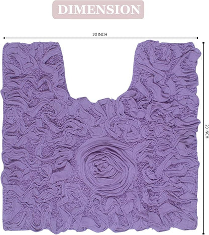 Home Weavers Bell Flower Collection 100% Cotton Tufted Bath Rugs, Extra Soft and Absorbent Bath Rugs, Non-Slip Bath Mats, Machine Washable, Bath Mats for Bathroom Floor, 20"x20" Contour, Purple