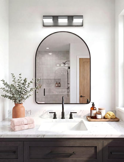 VOLISUN 16.15in Bathroom Vanity Light Fixtures 3-Light, Dimmable 6000K, Matte Black LED Bathroom Lighting Fixtures Over Mirror, 360°Rotatable Head, LED Vanity Lights for Bathroom
