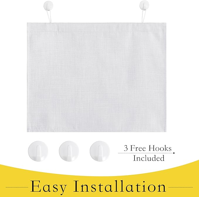 NICETOWN Room Darkening Faux Linen Small Window Curtains for Bathroom, Energy Saving French Door Curtains for Home Office Living Room Kitchen French Door, 24W x 18L Inch, Greyish White, 1 Panel