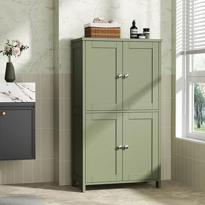 Shintenchi Bathroom Storage Cabinet with Doors and Shelves, Floor Cabinets for Washroom Furniture, Laundry Room, Organization with Adjustable Shelf, Green