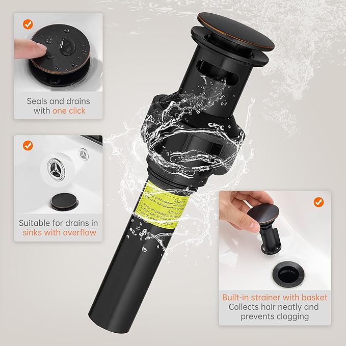 Waterfall Bathroom Faucet 3 Holes, 8 Inch Widespread Faucet 2 Handle Lead-Free Oil Rubbed Bronze, Bathroom Faucets with Pop Up Drain, Bathroom Basin Lavatory Mixer Tap with Deck Mount Plate
