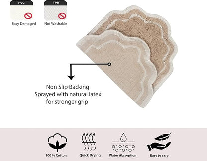 Home Weavers Allure Collection 100% Cotton Tufted Bathroom Rug, Soft and Absorbent Bath Rugs, Non-Slip Bath Carpet, Machine Wash Dry Bath Mats for Bathroom Floor, 17"x24" Bath Rug, Linen