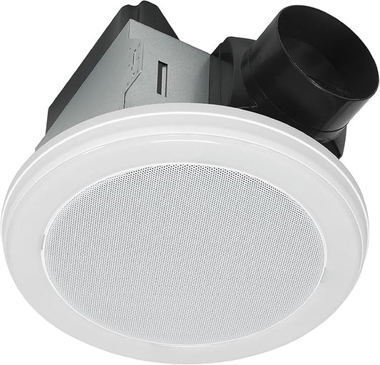 Homewerks 7130-18-BT Bathroom Fan with LED Light and Bluetooth Speaker 80 CFM 1.5 Sones White 4000 Kelvin CCT Light 600 Lumens