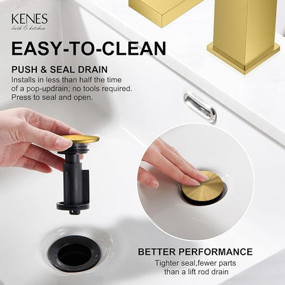Brushed Gold Bathroom Faucet Single Hole, Single Handle Vanity Faucet | Bathroom Sink Faucet with Pop Up Drain & Supply Lines, Lead-Free cUPC & NSF Certified, 1 Handle Faucet for Vanity RV Restroom