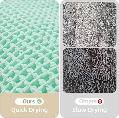 TYUU Waffle Bath Mat, Boho Bathroom Rugs Non Slip, 48x24 Aqua Blue | Super Absorbent Quick Dry Bath Rug, Non-Slip Backing, Soft Waffle Washable Farmhouse Bathroom Mats, Tub, Shower & Home Decor