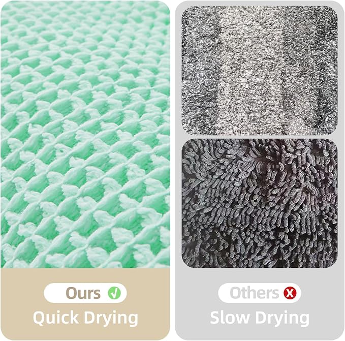 TYUU Waffle Runner Rug Bathroom, Long Boho Bath Mat, 60x24 Aqua Blue | Super Absorbent Quick Dry Bath Rug, Non-Slip Backing, Soft Waffle Washable Farmhouse Bathroom Mats, Tub, Shower & Home Decor