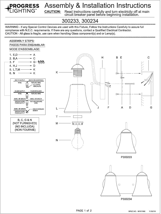 Progress Lighting Classic Collection 2-Light Etched Glass Traditional Bath Vanity Light Matte Black