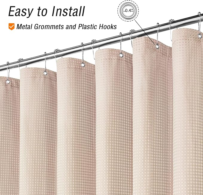 Blush Pink Fabric Shower Curtain, 72 X 72 | Cloth-Textured Shower Curtain for Bathroom - Soft Cloth & Hotel Spa Luxury, Water Repellent, Machine Washable