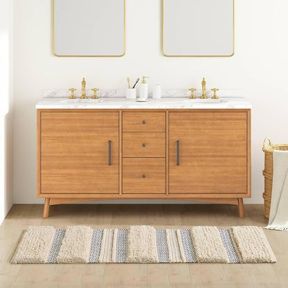 INK+IVY Asher Non-Slip Bath Rug Absorbent Quick Dry Striped, 22 x 58, Navy | Soft Pile, Machine Washable, Striped Pattern, Boho, OEKO-TEX Certified, Hand-Woven Texture, for Bathroom, Shower Room