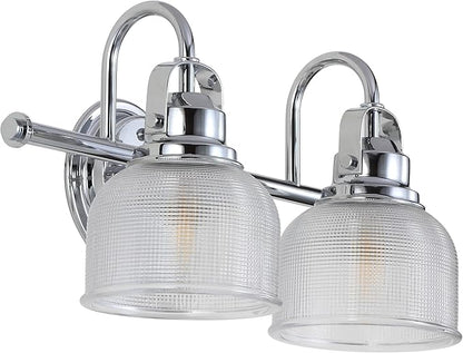 JONATHAN Y 17.25" Chrome Modern Bathroom Vanity Light, 2-Light LED Wall Sconce, Clear Glass Bell Shade for Mirror Hallway Kitchen, ETL Listed, LED Bulb Included (JYL7408A)