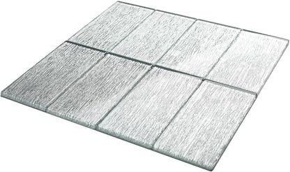 Silver White Glass Tile 3x6 for Kitchen Backsplash Accent Wall Bathroom Subway Tile Real Silk Glass Tiles (Pack of 20)