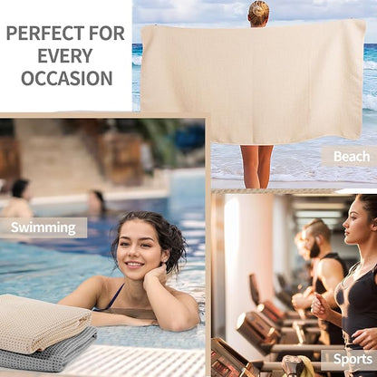MICROFI New Microfiber Waffle Bath Towels, 2 Pieces, Soft, Absorbent, Fast Drying, Lint Free 430 GSM (30''x60''/76cm x 152cm)