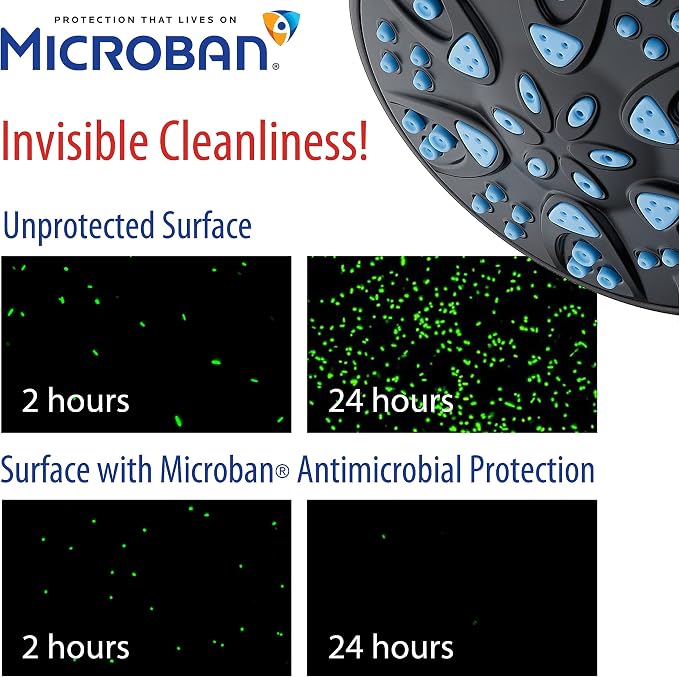 AquaDance Antimicrobial High Pressure 6-mode Anti-clog Luxury Shower Head | More Power, Better Shower Hygiene! Lifetime Antimicribial Nozzle Protection from Mold & Bacteria. Angle Adjustable - Black