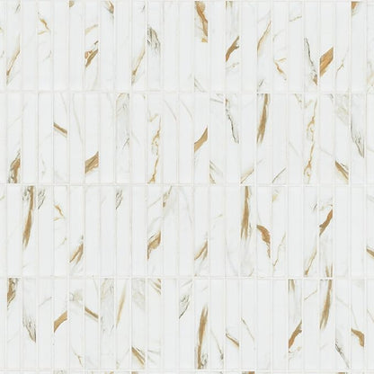 MSI Calacatta Gold Stack Pattern Matte Porcelain Mosaic Floor and Wall Tile for Bathroom, Kitchen Backsplash, Accent Wall Tile, Sample