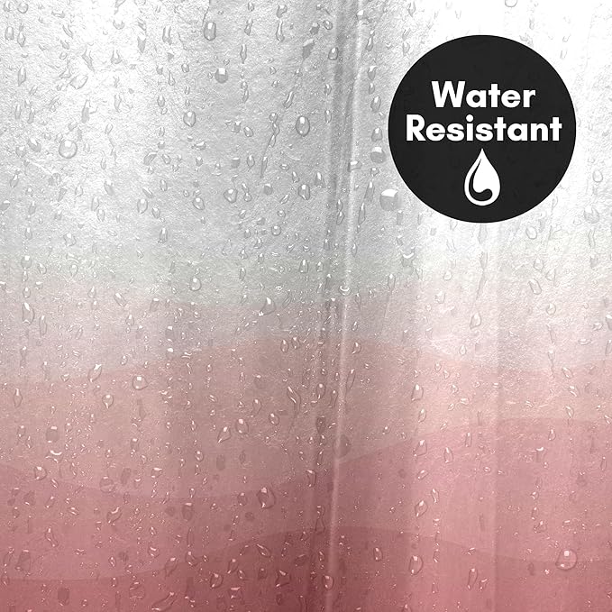 Americanflat 71x74 Wave Pink Ombre Shower Curtain - Water-Resistant Long Shower Curtain with Durable Grommets and 12 Hooks - 100% Polyester