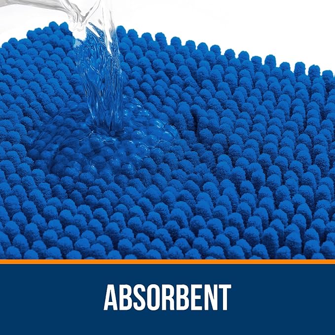 OLANLY Large Bathroom Rugs 70x46, Extra Soft Absorbent Chenille Bath Rugs | Deep Navy Blue, Quick-Drying Rubber Backing, Washable Bath Mat for Bathroom Floor, Tub and Shower, Home Decor Accessories