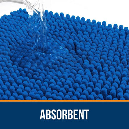 OLANLY Bathroom Rugs 36x24, Extra Soft Absorbent Chenille Bath Rugs | Deep Navy Blue, Quick-Drying Rubber Backing, Washable Bath Mat for Bathroom Floor, Tub and Shower, Home Decor Accessories