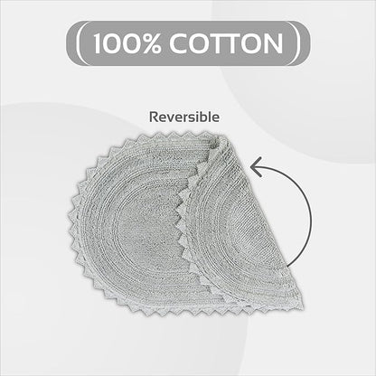Better Trends Lilly Crochet 17x24 Oval Bath Rugs & Reversible Bath Rugs, Bath mats for Bathroom, Luxurious 100% Cotton Bath Rug & Water Absorbent Bathroom Mat- Grey Bath Matt