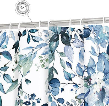 Blue Eucalyptus Shower Curtain, Watercolor Floral Print, 108x72 | Watercolor Plant Leaves Floral Print, Extra Wide Waterproof Fabric Bathroom Decor, Machine Washable, Rustproof Grommets
